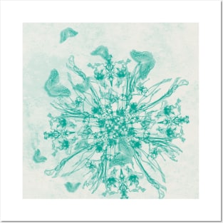 teal bouquet and butterflies Posters and Art